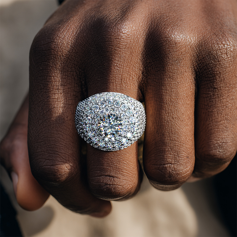 925S & VVS Moissanite Round Cut Hip Hop Ring 925S & VVS Moissanite Round Cut Hip Hop Ring