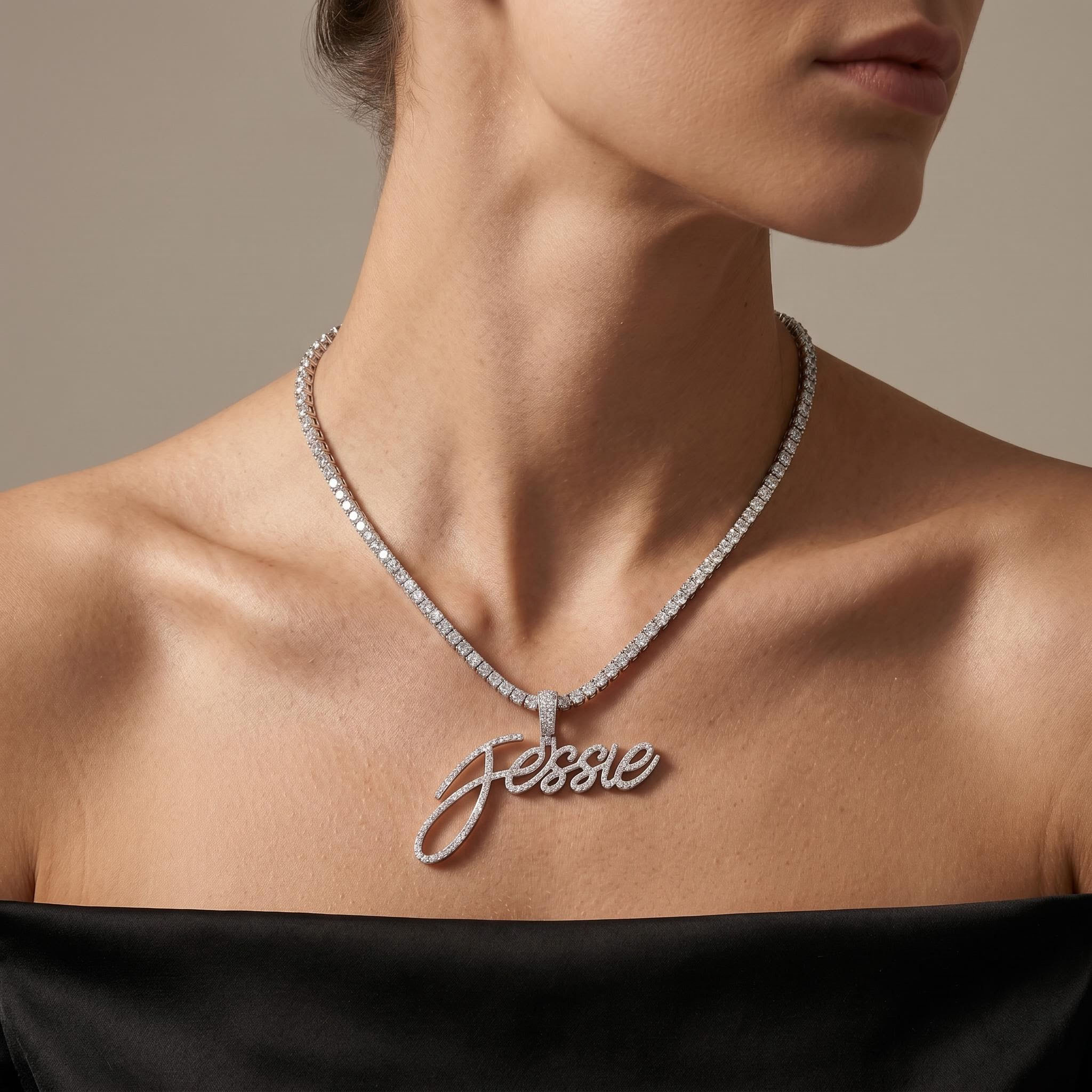 925S & VVS Moissanite Custom Personalized Name Letter Pendant