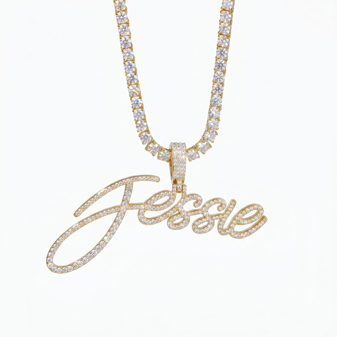 925 Silver & VVS1 Moissanite Custom Personalized Name Letter Pendant 925 Silver & VVS1 Moissanite Custom Personalized Name Letter Pendant