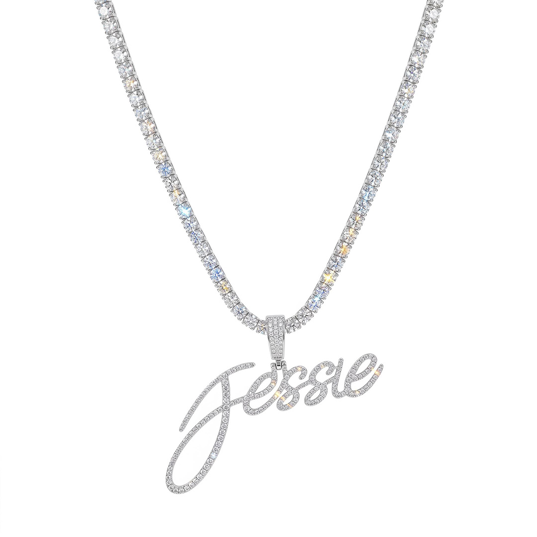 925 Silver & VVS1 Moissanite Custom Personalized Name Letter Pendant 925 Silver & VVS1 Moissanite Custom Personalized Name Letter Pendant