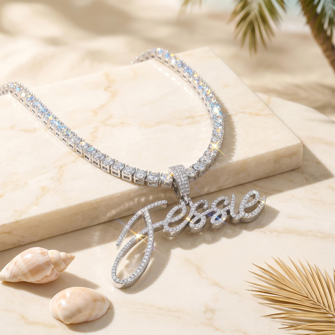 925 Silver & VVS1 Moissanite Custom Personalized Name Letter Pendant 925 Silver & VVS1 Moissanite Custom Personalized Name Letter Pendant