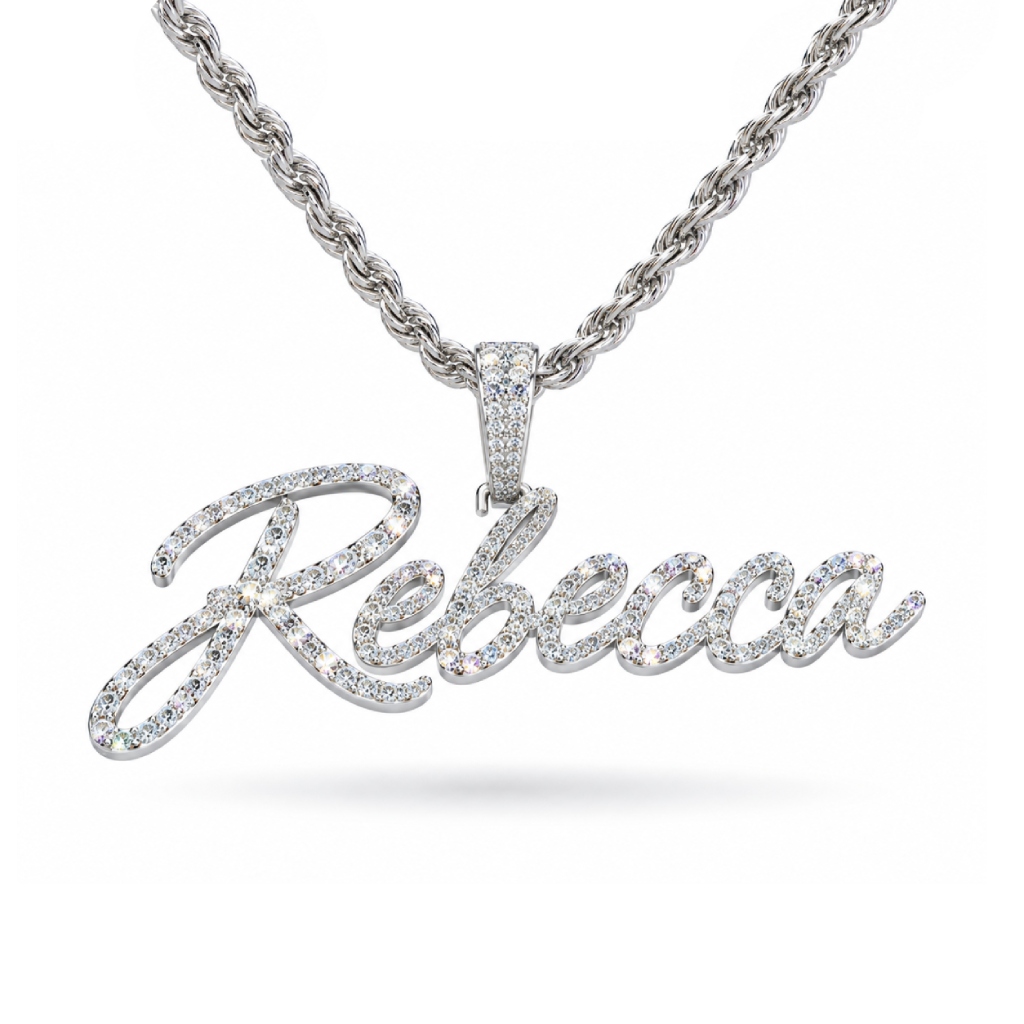925 Silver & VVS1 Moissanite Custom Personalized Name Letter Pendant