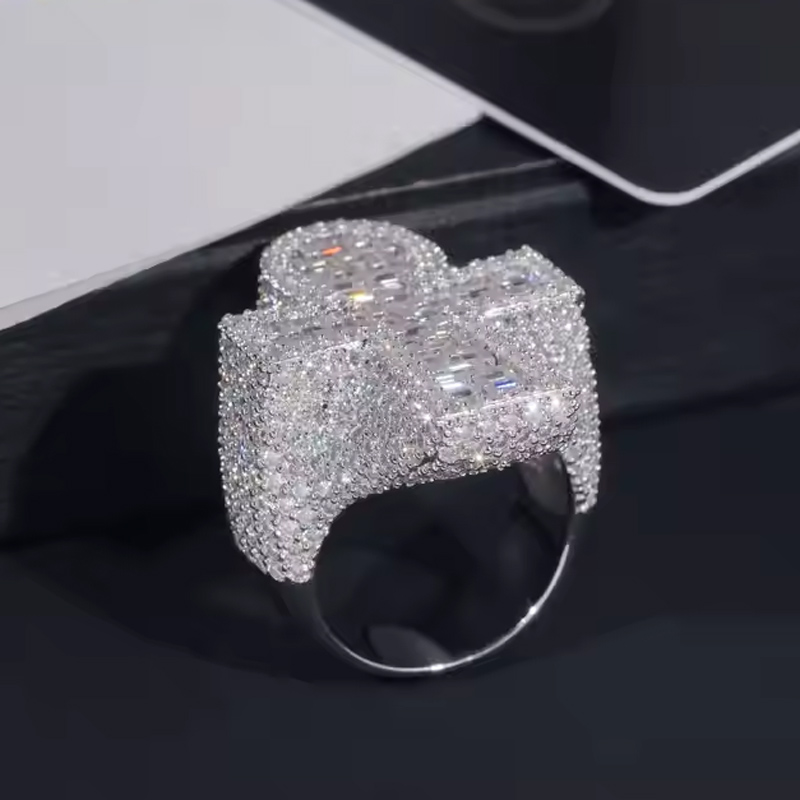 925S & VVS Moissanite Ankh Baguette Cut Chunky Ring