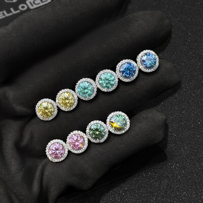 1Ct S925 & Moissanite Round Halo Earrings