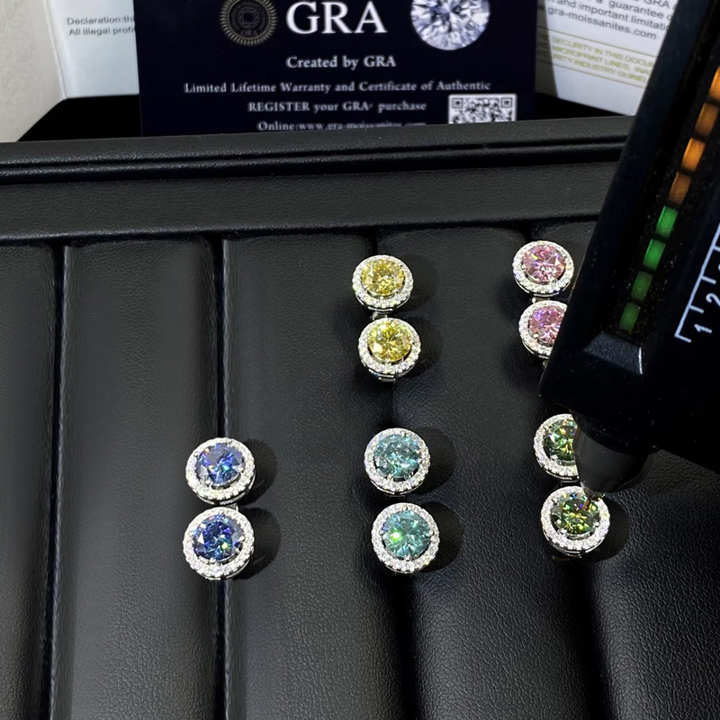 1Ct S925 & Moissanite Round Halo Earrings