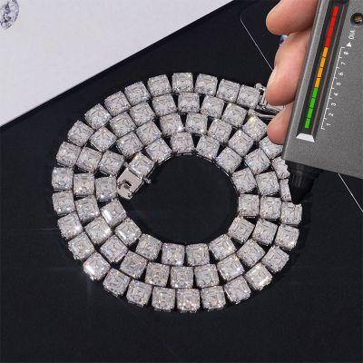 925S & VVS Moissanite  5mm Asscher Cut Tennis Chain