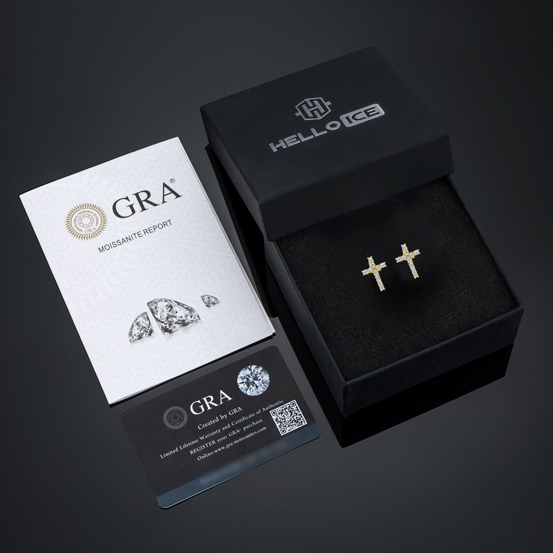 925S & VVS Moissanite Cross Stud Earrings