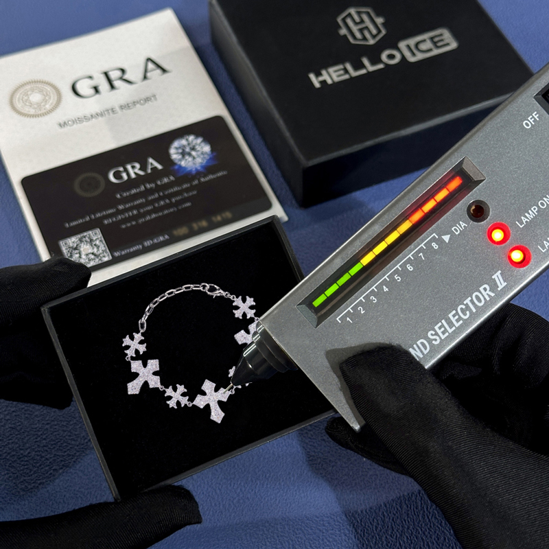 925S & VVS Moissanite Cross Bracelet