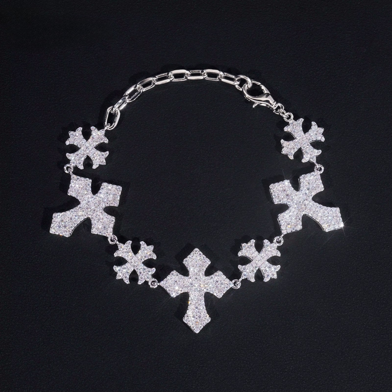 925S & VVS Moissanite Cross Bracelet