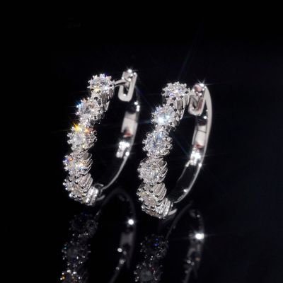 925S & Moissanite Half Iced Hoop Earrings