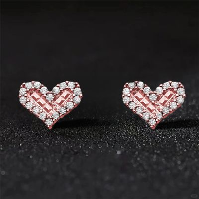 925S & Moissanite Heart Stud Earrings