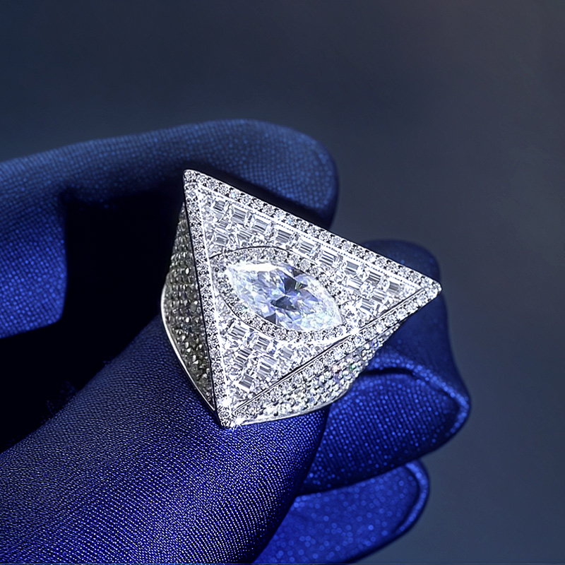 925S & VVS Moissanite Marquise Brilliant Cut Triangle Eye Ring