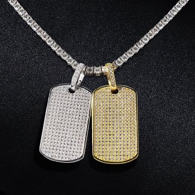 S925 & Moissanite Full Iced Dog Tag Pendant