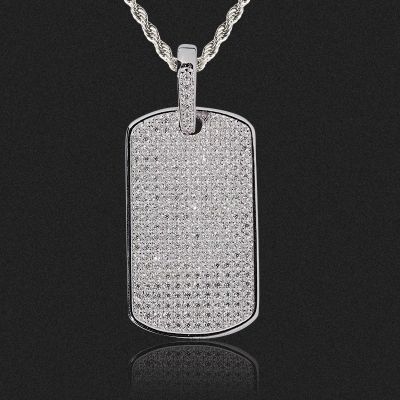 925 Silver & VVS1 Moissanite Full Iced Dog Tag Pendant