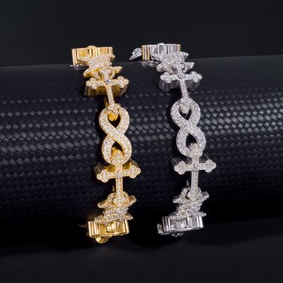 925S & VVS Moissanite Infinity Cross Barbed Wire Bracelet