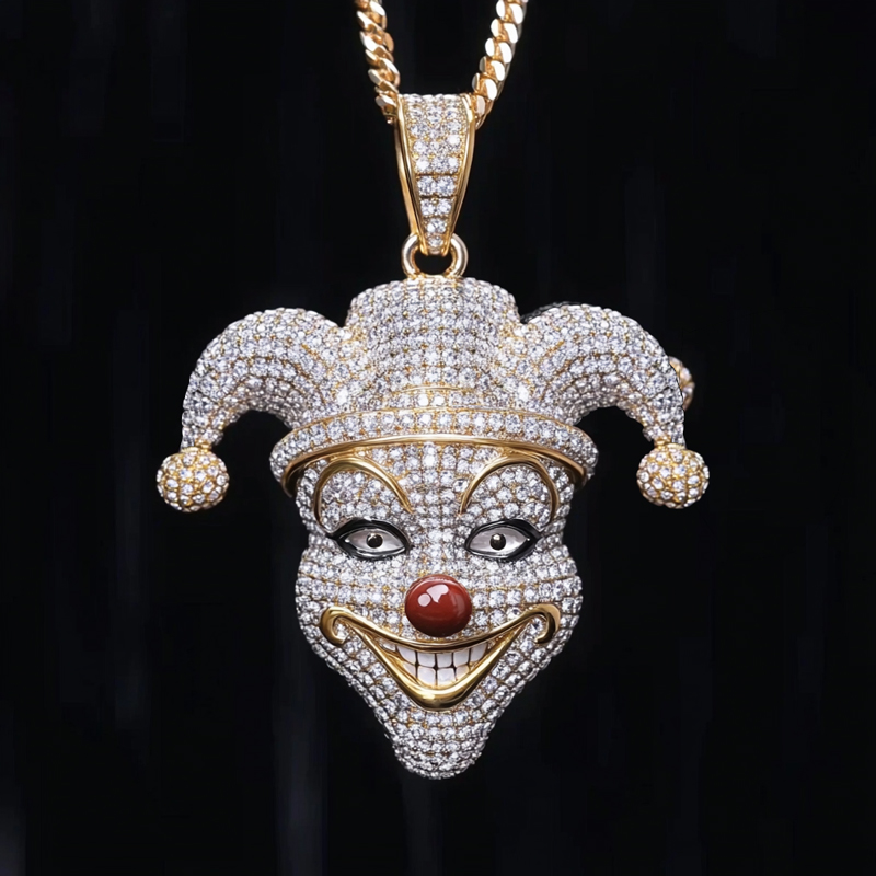 Iced Fun Clown Head Pendant in Gold Iced Fun Clown Head Pendant in Gold