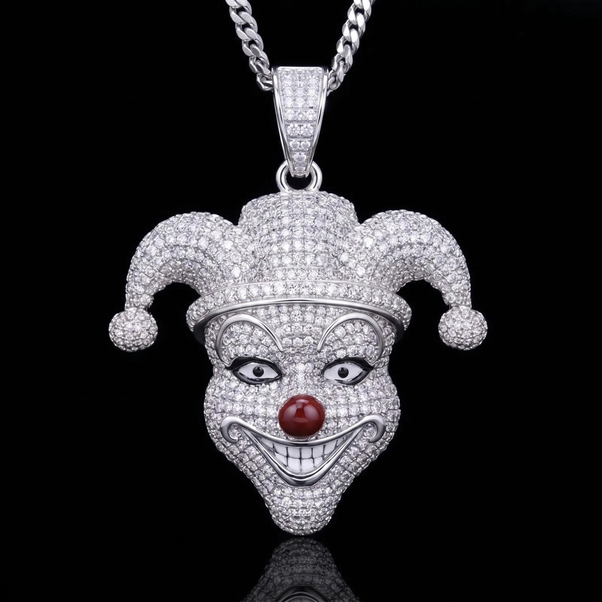 Iced Fun Clown Head Pendant in Gold