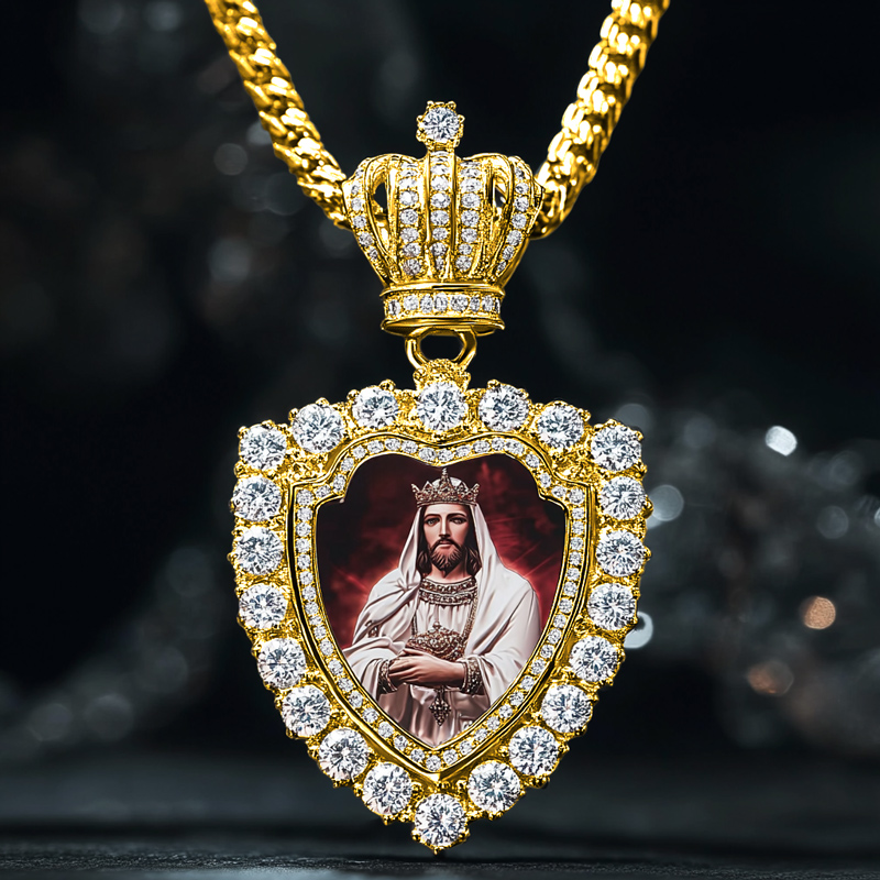 Iced Crown Trophy Custom Photo Pendant