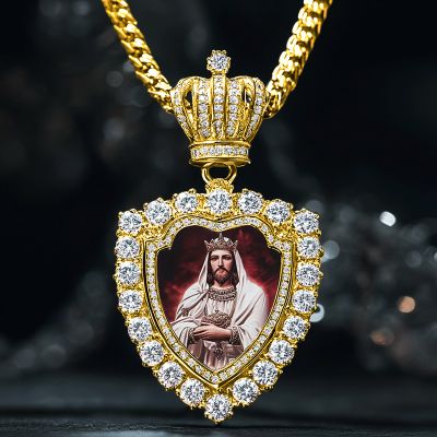 Iced Crown Trophy Custom Photo Pendant