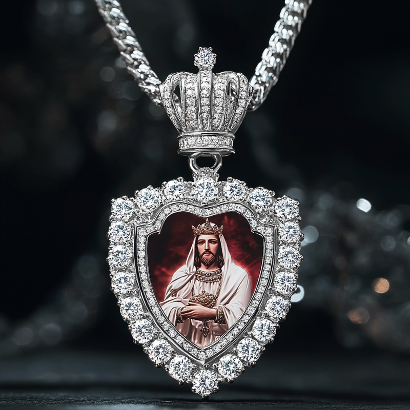 Iced Crown Trophy Custom Photo Pendant