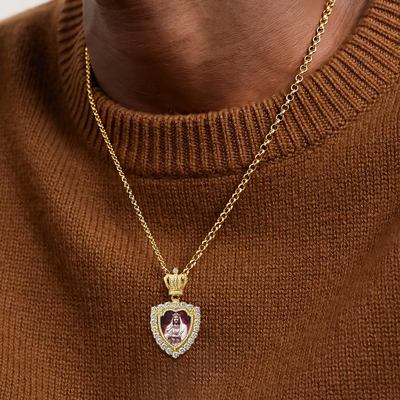 Iced Crown Trophy Custom Photo Pendant