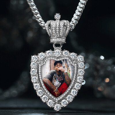 Iced Crown Trophy Custom Photo Pendant