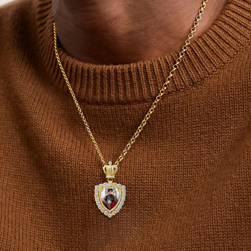 Iced Crown Trophy Custom Photo Pendant