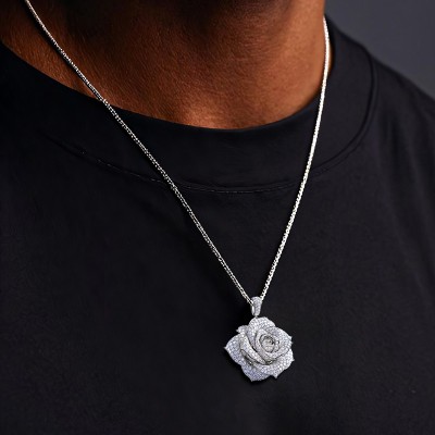 Full Iced Rose Pendant