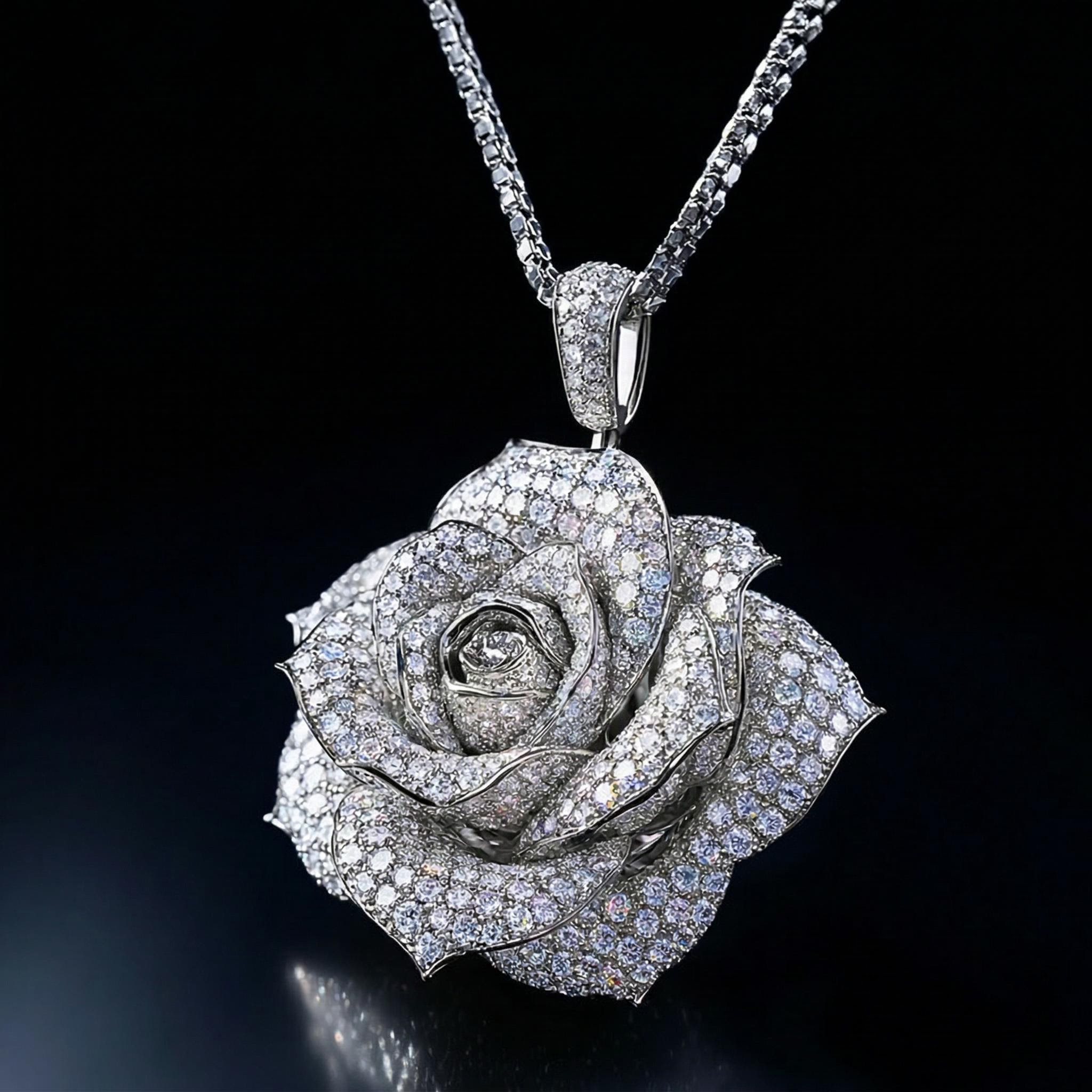 Full Iced Rose Pendant