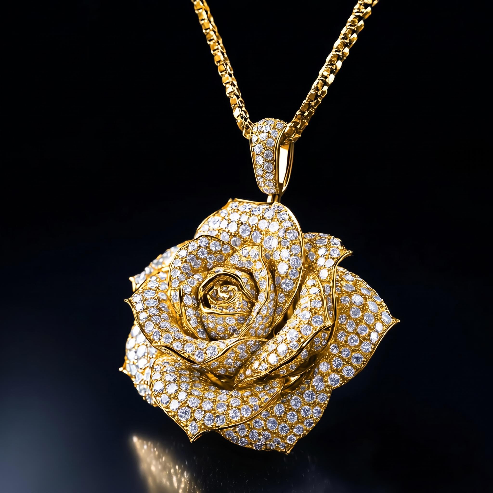 Full Iced Rose Pendant