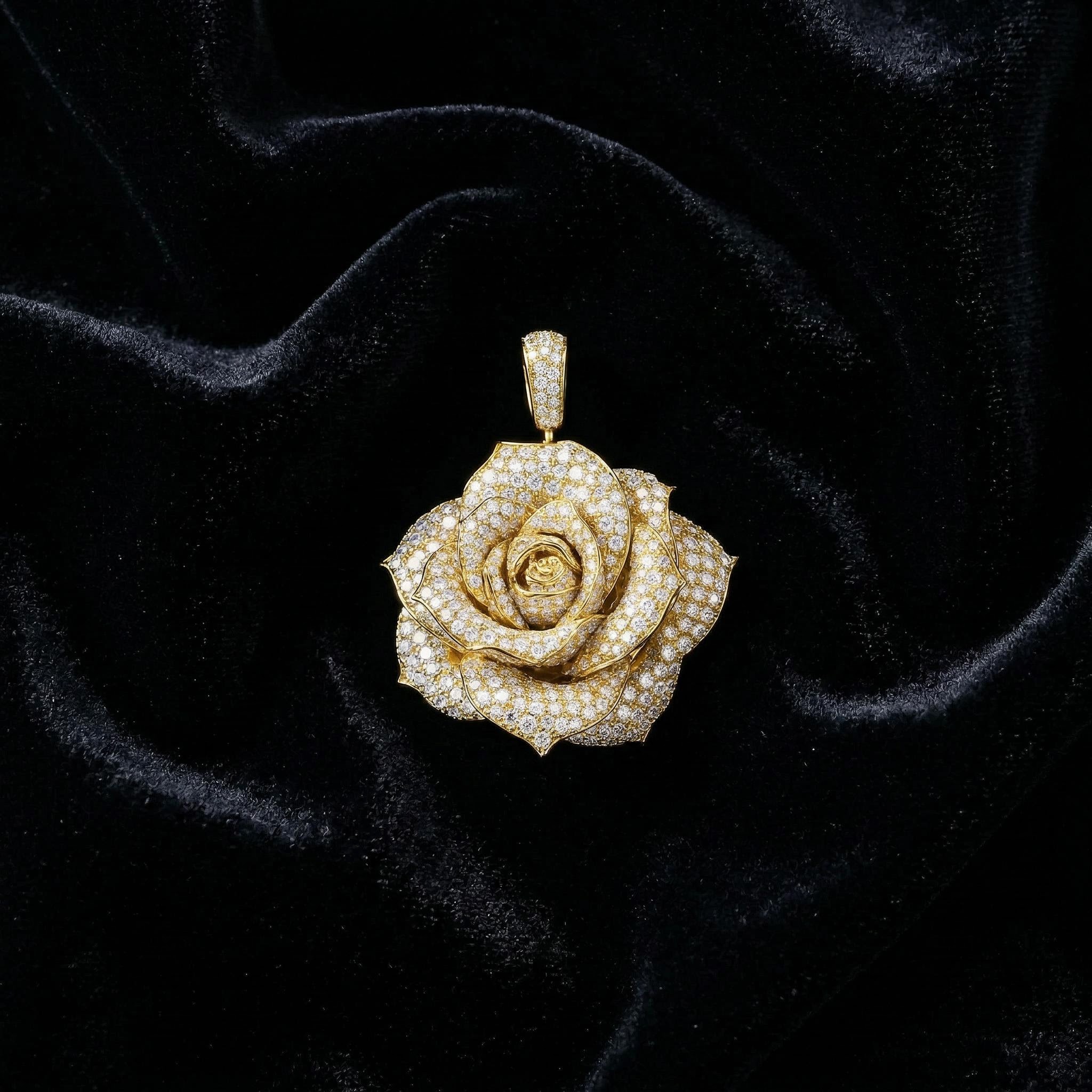 Full Iced Rose Pendant