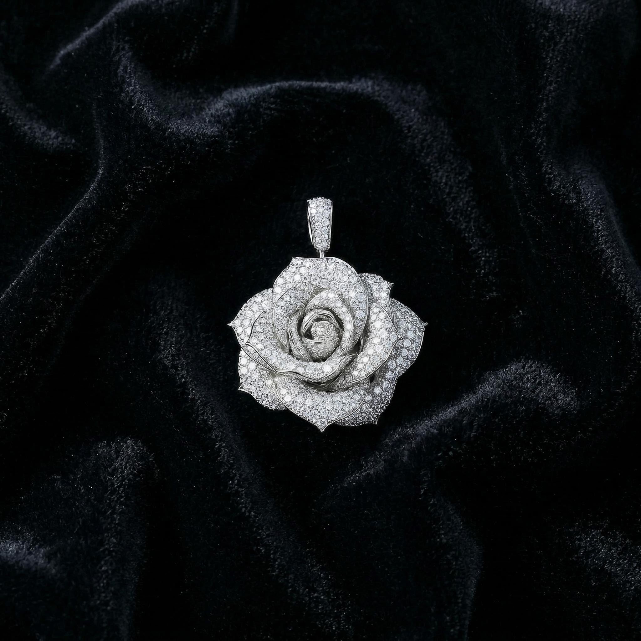 Full Iced Rose Pendant