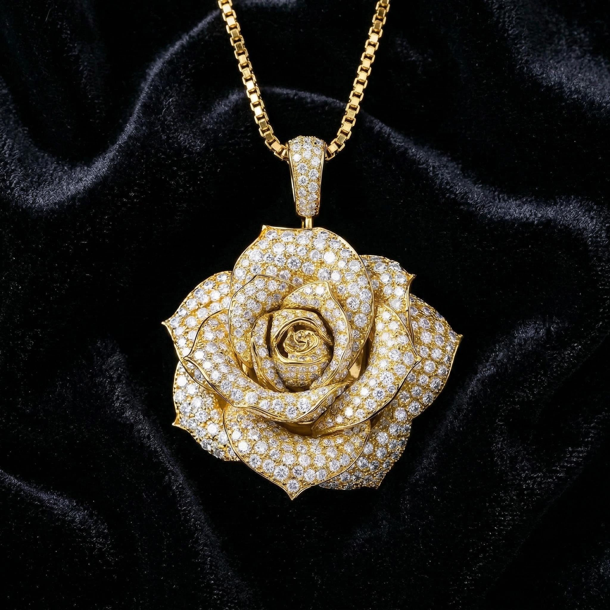 Full Iced Rose Pendant
