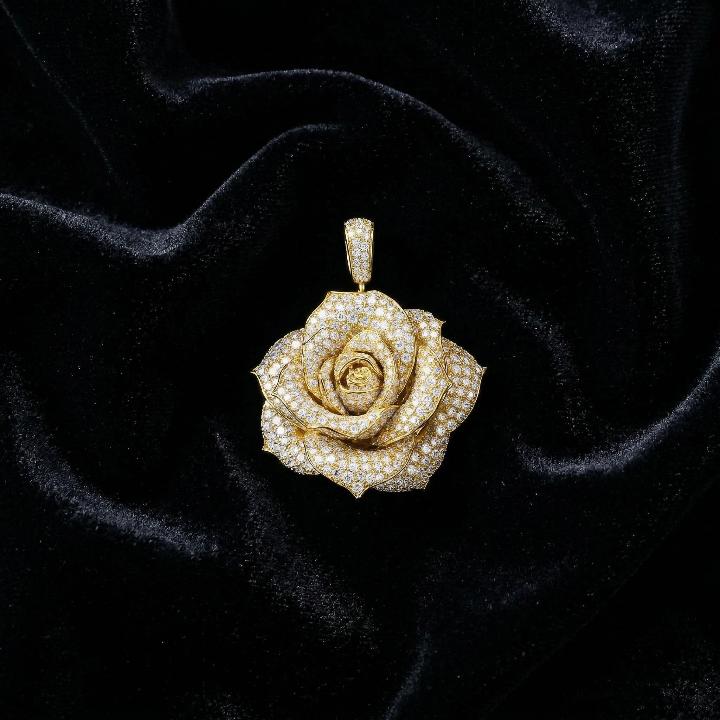 Full Iced Rose Pendant