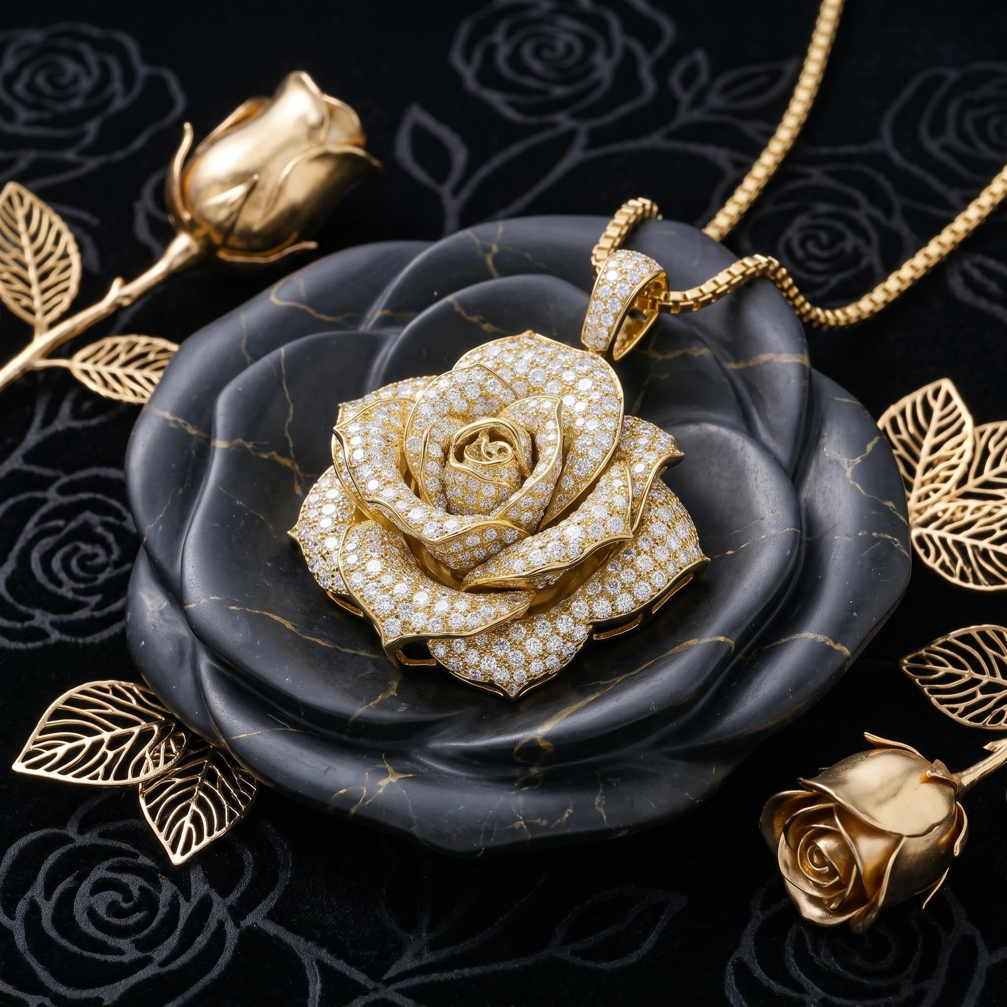 Full Iced Rose Pendant Full Iced Rose Pendant