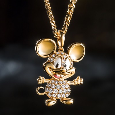Iced Cartoon Little Mouse Pendant