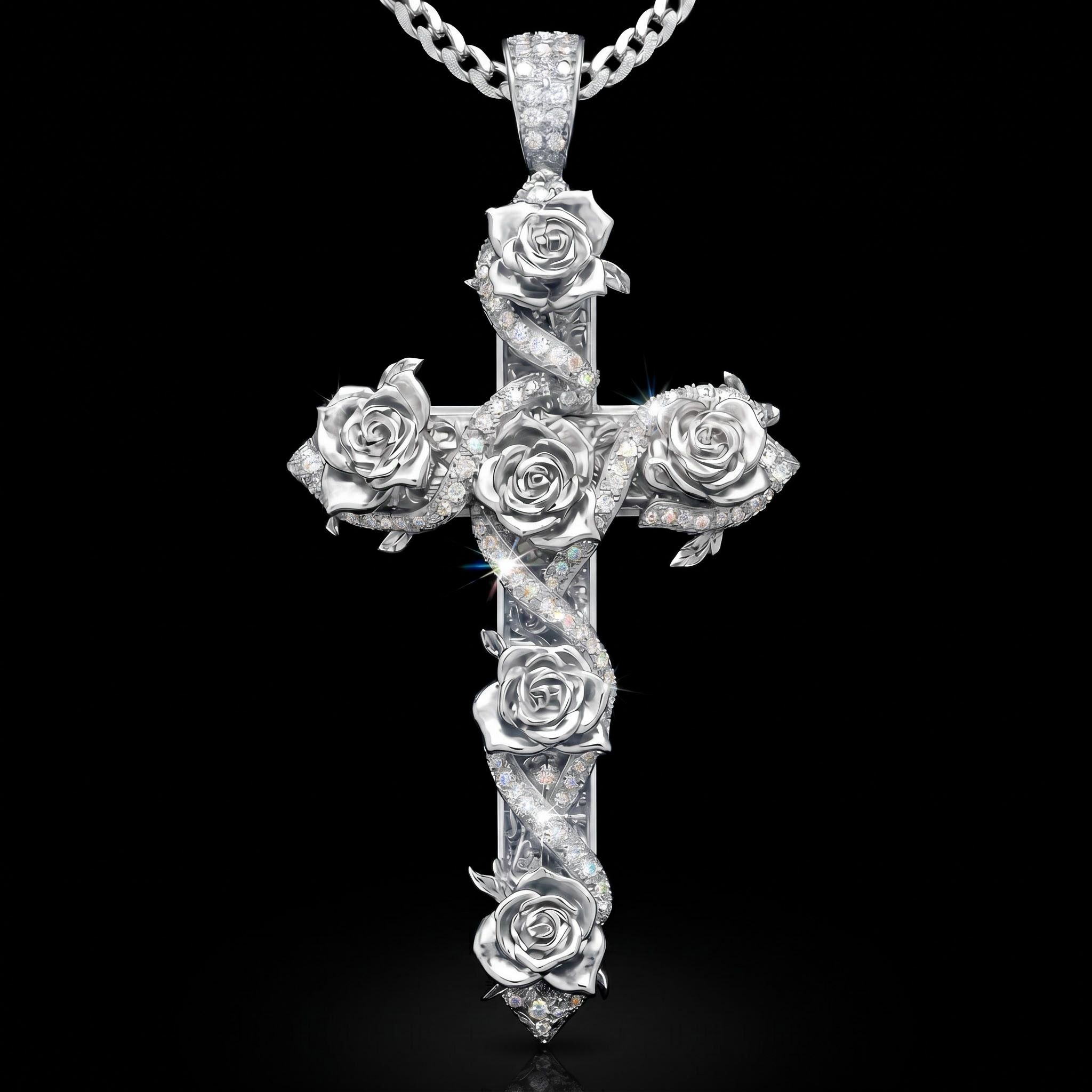 Iced Rose Cross Pendant Iced Rose Cross Pendant