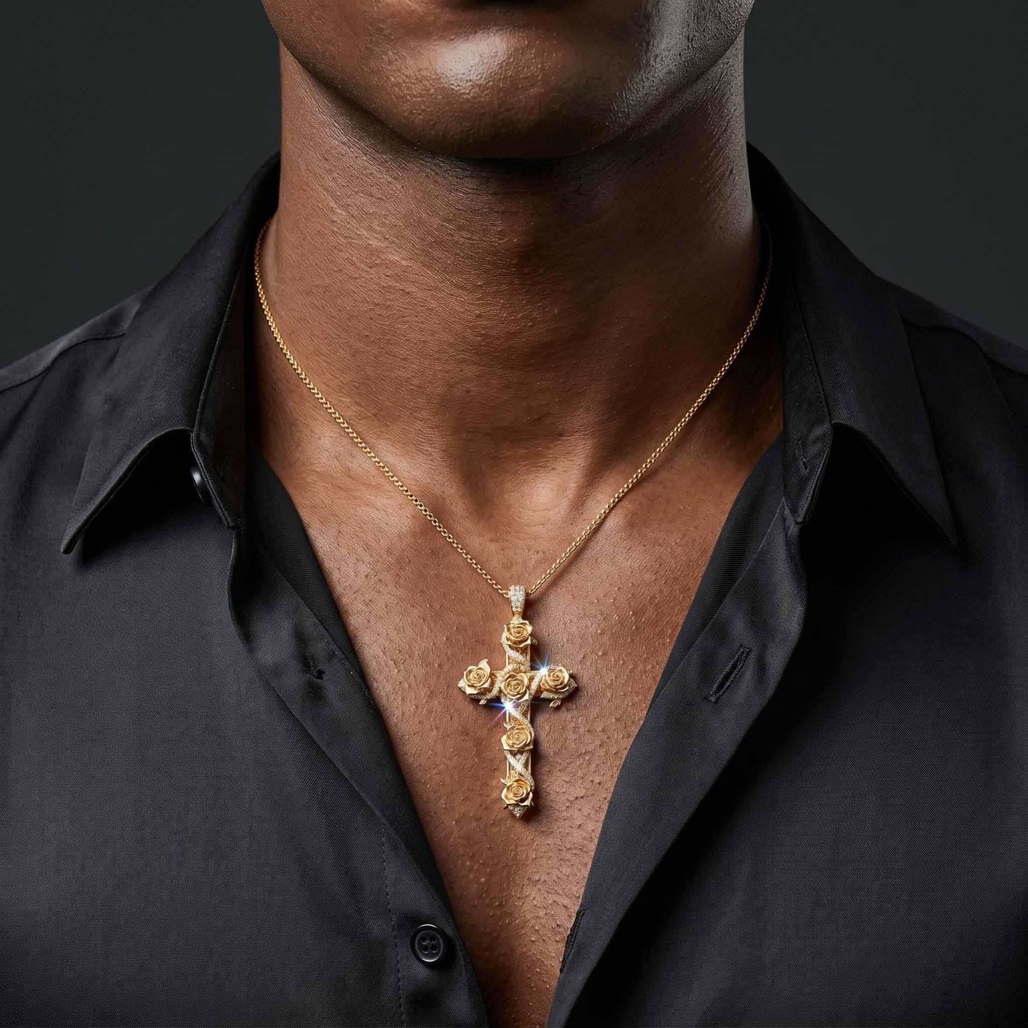 Iced Rose Cross Pendant Iced Rose Cross Pendant