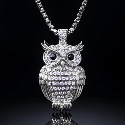 Iced Owl Pendant