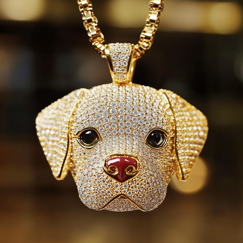 Iced Cute Dog Head Pendant