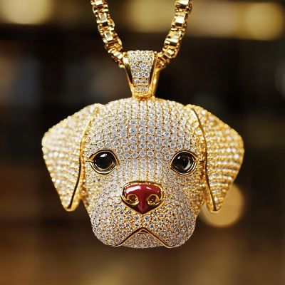 Iced Cute Dog Head Pendant