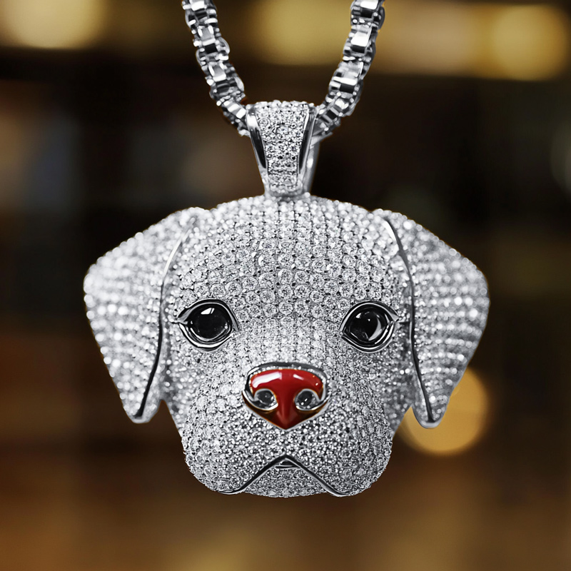 Iced Cute Dog Head Pendant