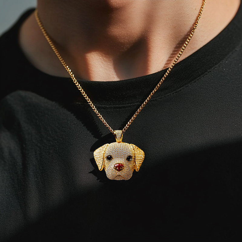 Iced Cute Dog Head Pendant