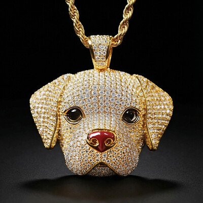 Lovely Micro Pave Labrador Retriever Head Pendant