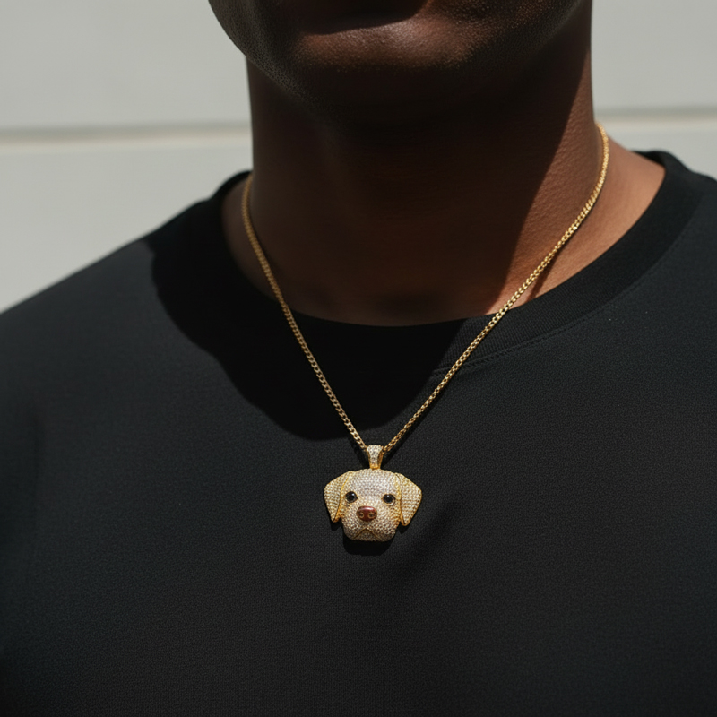 Lovely Micro Pave Labrador Retriever Head Pendant Lovely Micro Pave Labrador Retriever Head Pendant