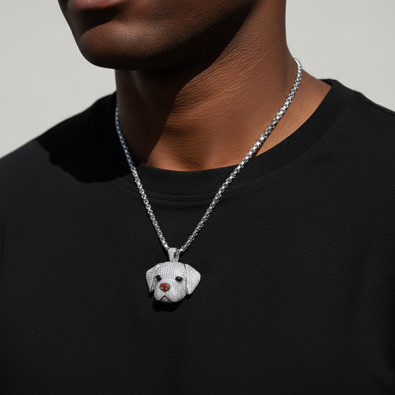 Lovely Micro Pave Labrador Retriever Head Pendant Lovely Micro Pave Labrador Retriever Head Pendant