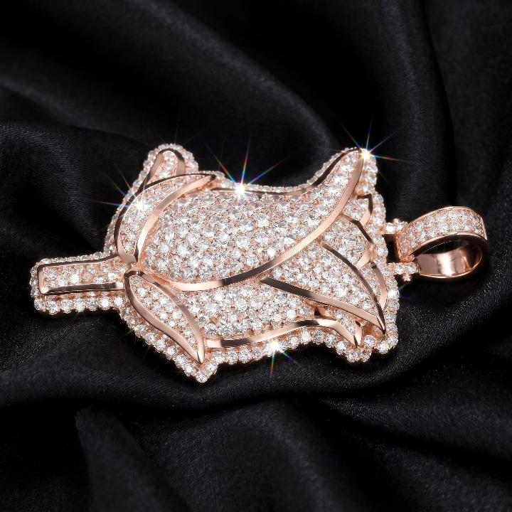 Iced Rose Pendant in Rose Gold Plating