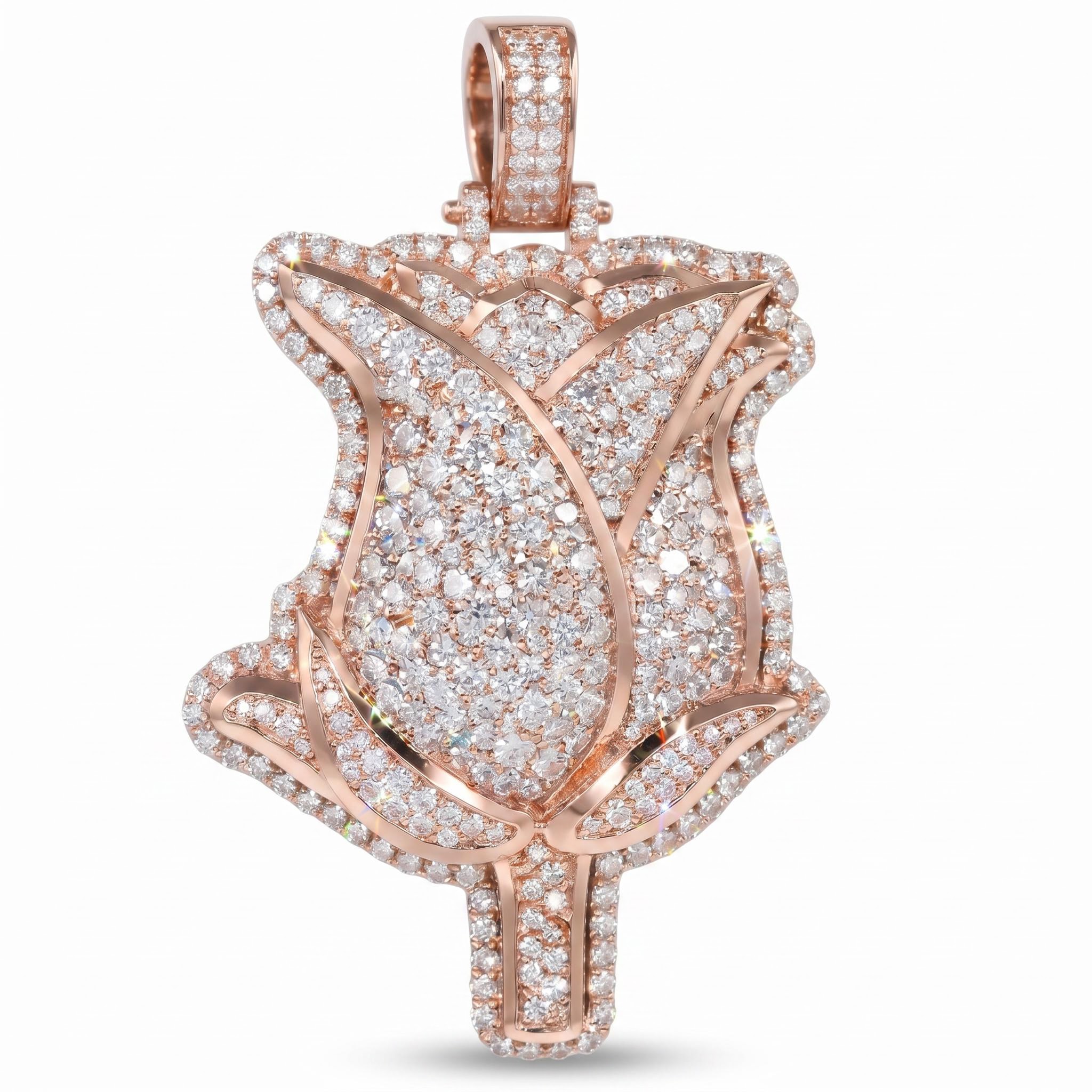 Iced Rose Pendant in Rose Gold Plating Iced Rose Pendant in Rose Gold Plating