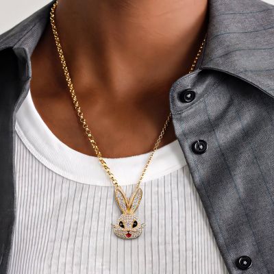 Iced Cute Bunny Head Pendant