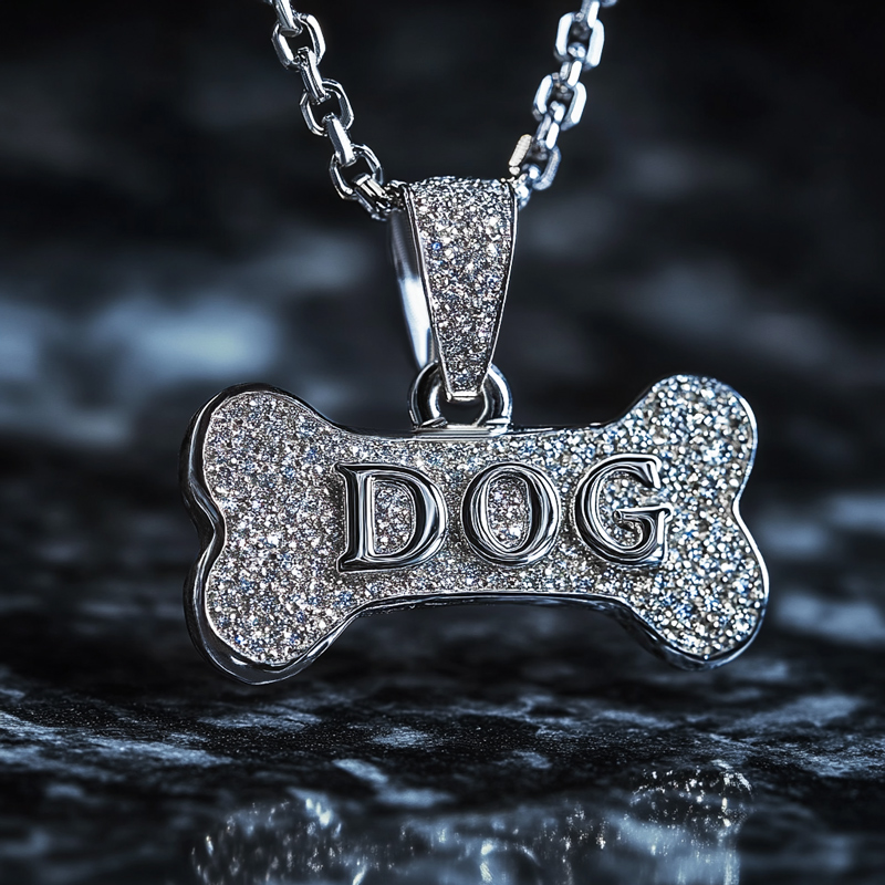 Iced Dog Bone Custom Letter Pendant